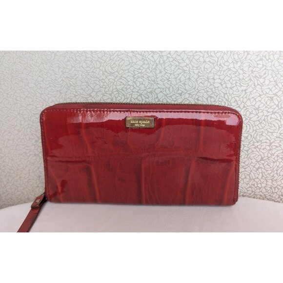 Kate Spade Neda Knightsbridge Zip Around Wallet Patent Leather Red WLRU1138 - Picture 1 of 12